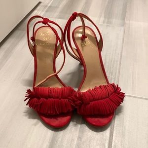 Red Suede Tassel Heels